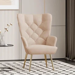 Aivermeil Loungesessel modern Relaxsessel aus Samt mit Metallfüßen, bis 150 KG