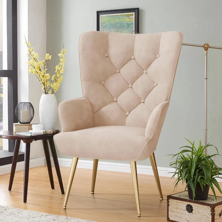 Aivermeil Loungesessel modern Relaxsessel aus Samt mit Metallfüßen, bis 150 KG