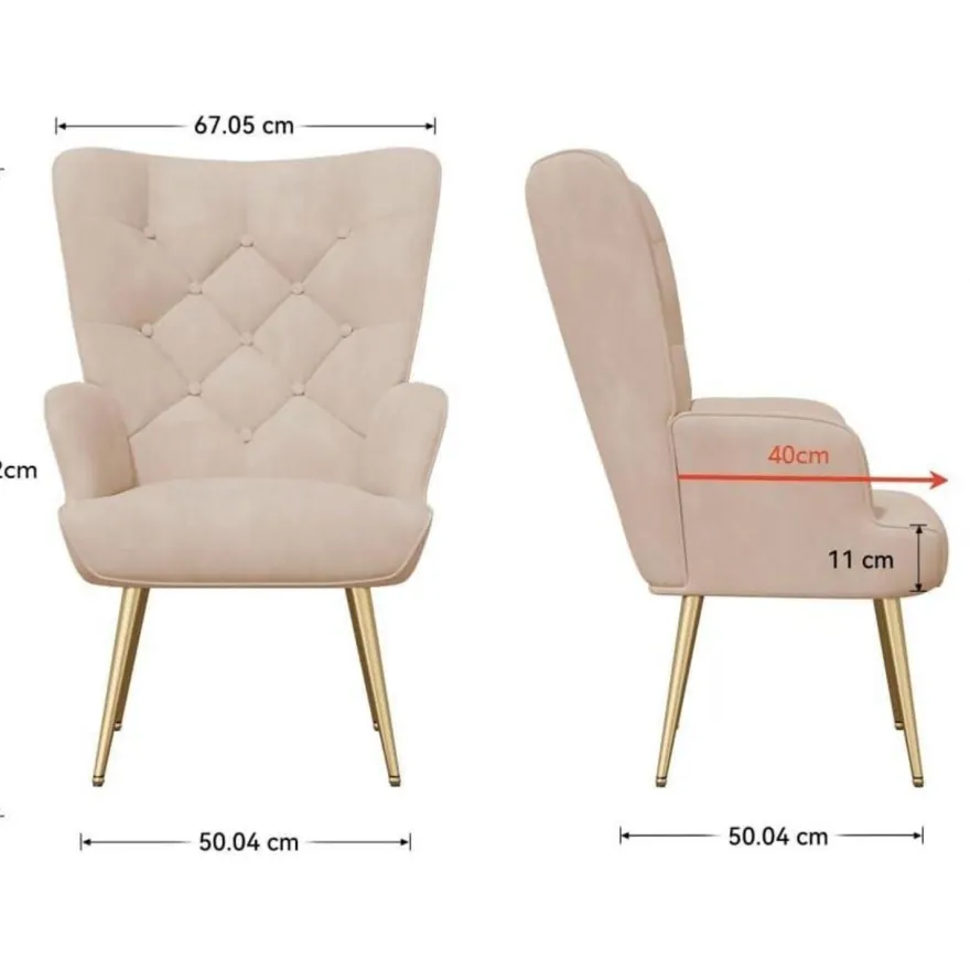 Aivermeil Loungesessel modern Relaxsessel aus Samt mit Metallfüßen, bis 150 KG