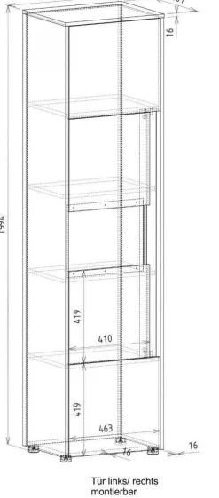 Aktenschrank Büroschrank Schrank weiß und Eiche Vitrinenschrank für Homeoffice Center