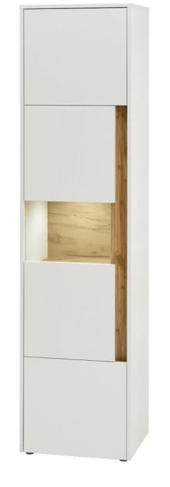 Aktenschrank Büroschrank Schrank weiß und Eiche Vitrinenschrank für Homeoffice Center