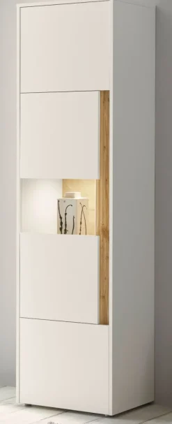 Aktenschrank Büroschrank Schrank weiß und Eiche Vitrinenschrank für Homeoffice Center