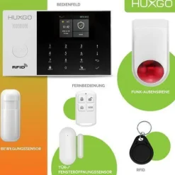 Alarmanlage Haus mit Funk Sirene, 5x Bewegungsmelder, 5x Tür- Fenstersensor HXA005 4G