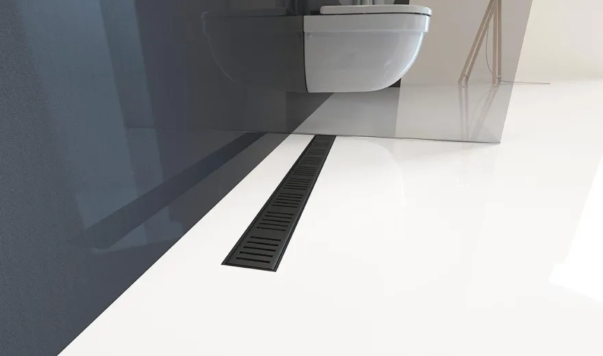 Alcadrain APZ10BLACK Duschrinne mit Rand für den perforierten Rost, Schwarz-Matt