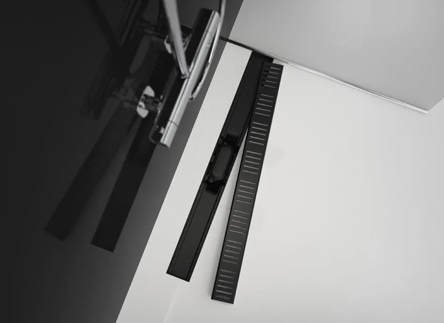 Alcadrain APZ10BLACK Duschrinne mit Rand für den perforierten Rost, Schwarz-Matt