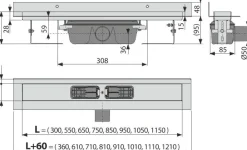 Alcadrain APZ16 Wall Duschrinne mit Rand für den vollen Rost 550mm