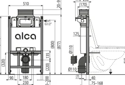 alcadrain module sanitaire WC AM118/850 commande par le dessus ou par l'avant