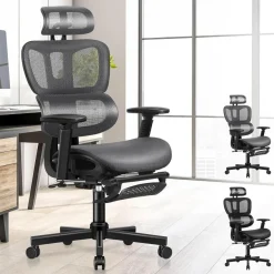 Alfordson Bürostuhl Ergonomischer Schwarz 3D