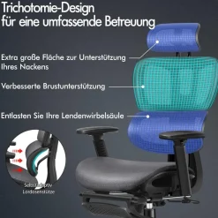Alfordson Bürostuhl Ergonomischer Schwarz 3D