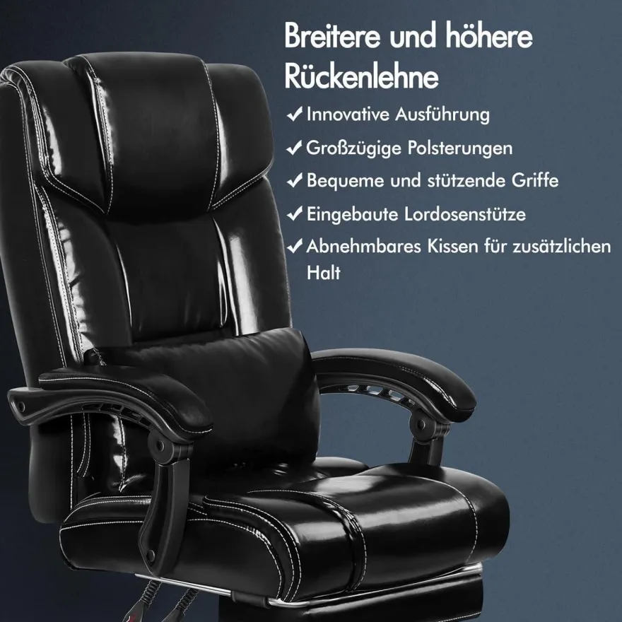 Alfordson Bürostuhl Hochlehner 150° Liegeposition schwarz