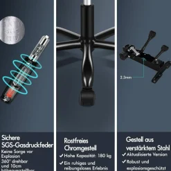 Alfordson Bürostuhl Hochlehner 150° Liegeposition schwarz