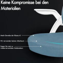 Alfordson Bürostuhl Lordosenstütze Premium Netzgewebe Blau
