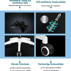 Alfordson Bürostuhl Lordosenstütze Premium Netzgewebe Blau