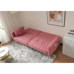 AliSefaiy Schlafsofa mit Schlaffunktion, verstellbarer Rückenlehne, goldenen