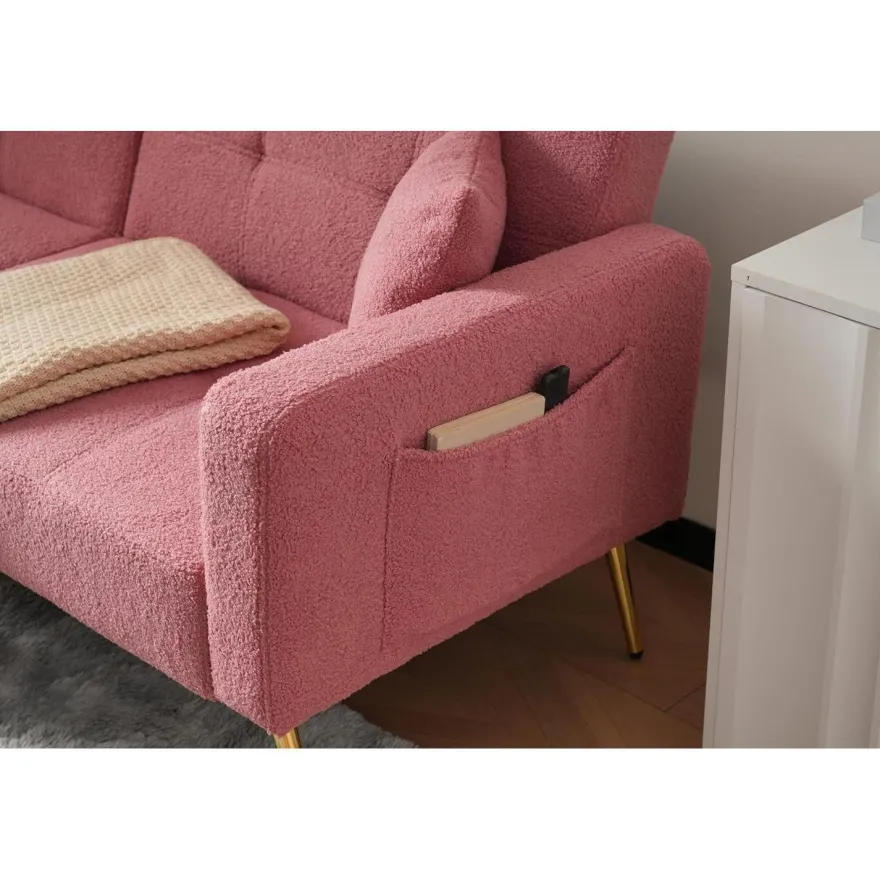 AliSefaiy Schlafsofa mit Schlaffunktion, verstellbarer Rückenlehne, goldenen