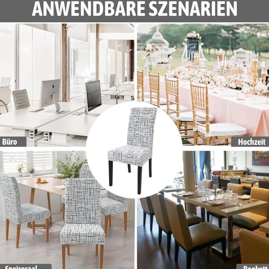Alishomtll 6er Set Jacquard Stretch Stuhlhussen für Schwingstühle, Universal