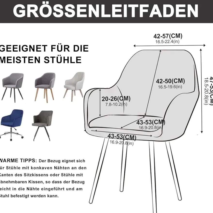 Alishomtll 6er Set Stuhlhussen mit Armlehnen, Stretch, abnehmbar und waschbar