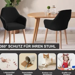 Alishomtll 6er Set Stuhlhussen mit Armlehnen, Stretch, abnehmbar und waschbar
