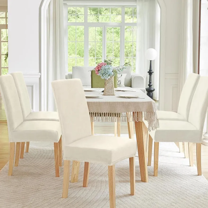 Alishomtll 6er Set Stuhlhussen aus Stretch-Samt, waschbar, für Esszimmerstühle