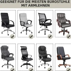Alishomtll Samt Bürostuhlbezug mit Armlehne, Weiß, X-Large - Stretch