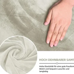 Alishomtll Samt Bürostuhlbezug mit Armlehne, Weiß, X-Large - Stretch