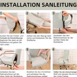 Alishomtll Samt Bürostuhlbezug mit Armlehne, Weiß, X-Large - Stretch