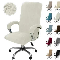 Alishomtll Samt Bürostuhlbezug mit Armlehne, Weiß, X-Large - Stretch