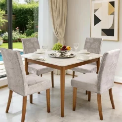 Alishomtll Stuhlhussen 4er Set, Champagner, Universal Stretch Kurzflor