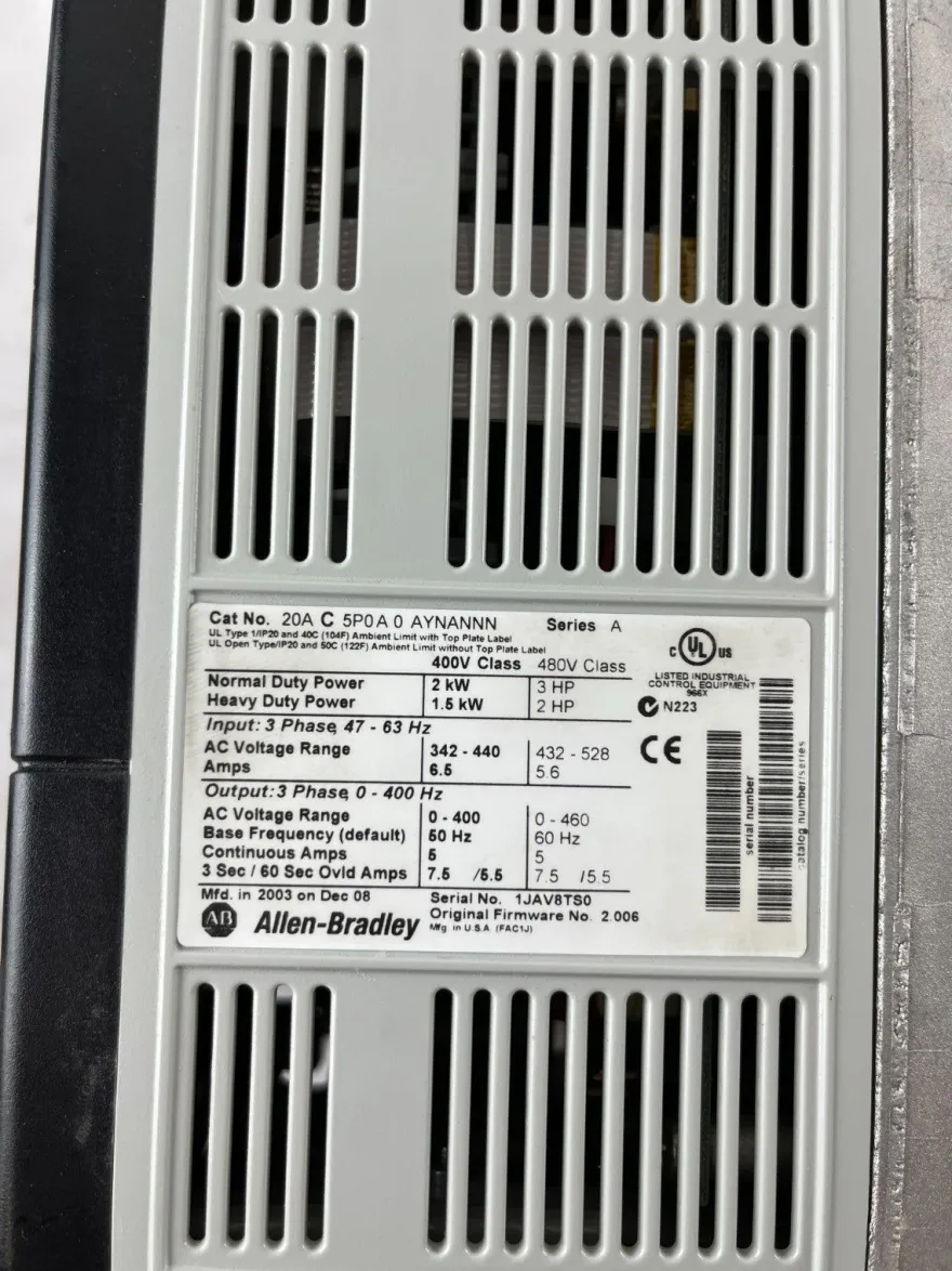 Allen-Bradley PowerFlex 70 20AC5P0A0AYNANNN VFD Drive 2kW 3HP New
