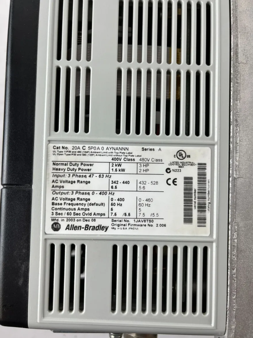 Allen-Bradley PowerFlex 70 20AC5P0A0AYNANNN VFD Drive 2kW 3HP New