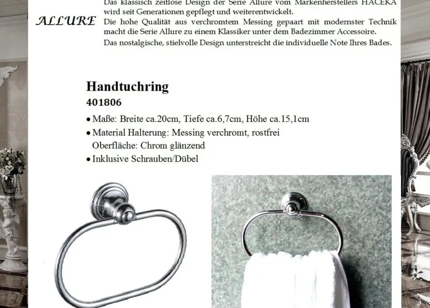 Allure Handtuchring Handtuchhalter Messing Verchromt - BrassTowel Ring