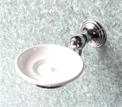 Allure Seifenschale mit Halterung Messing Verchromt mit Porzellan Schale