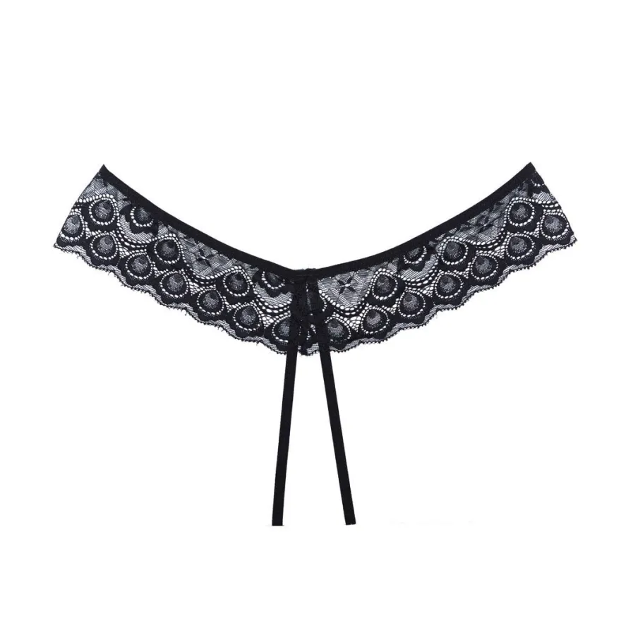 Allure Slip S-L schwarz Schritt offen florale Spitze Damen Slip Dessous