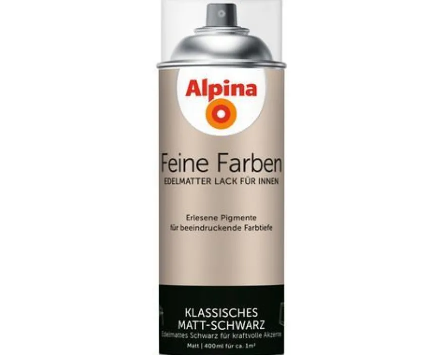 Alpina Feine Farben edelmatter Sprühlack für Innen klassisch Matt-Schwarz 400 ml