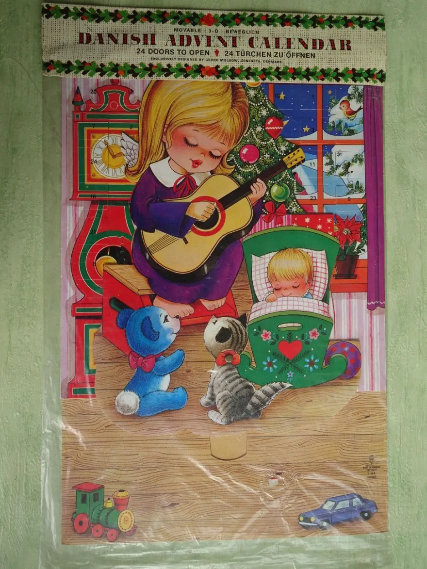 alte 3D bewegliche Adventskalender Moldow Gemo Dänemark - Engel -
