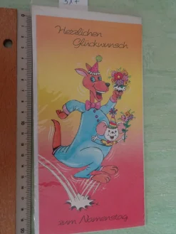 alte tierische Grußkarten Zum Namenstag Humor Primus Schwein Krokodil Katze