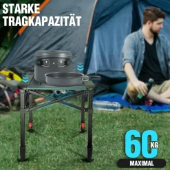 Aluminium Klapptisch mit Tragetasche für Camping und Picknick 40x40x53cm