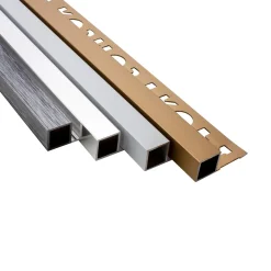 Alu Quadrat Profil Fliesenschiene silber gebürstet matt poliert gold L2,7m H10mm