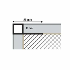 Alu Quadrat Profil Fliesenschiene silber gebürstet matt poliert gold L2,7m H10mm