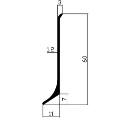 Alu Sockelleiste Fußbodenleisten silber schwarz matt poliert 200cm 60mm