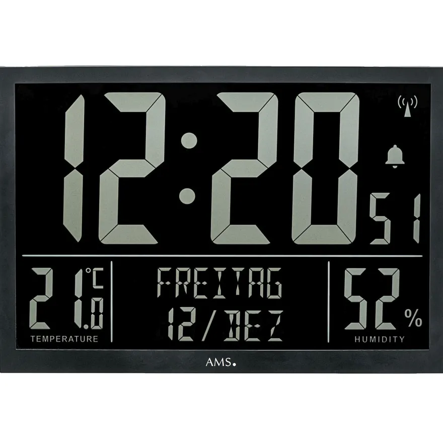 AMS F5889 Funkuhr mit digitaler Anzeige und Raumklimadaten