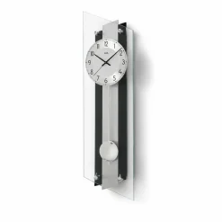 AMS F5262 Pendel-Funkwanduhr mit schwarzlackierter Holzrückwand