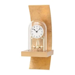 AMS Jahresuhr, Wanduhr mit Drehpendel 01-7443 goldfarben, Holzgehäuse gold-antik
