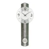 AMS W7488 Pendelwanduhr mit Holzstruktur und Silberantik-Auflage