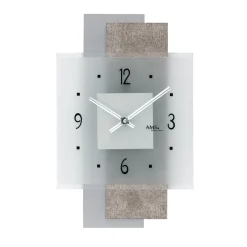 AMS W9443 Wanduhr mit Design-Kunstleder auf Holzrückwand