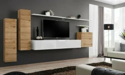 Anbauwand Wohnwand Wohnzimmer Schrankwand SWITCH I Wotan Hochglanz Push - Click