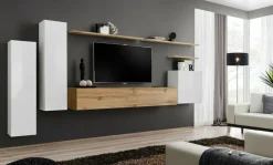 Anbauwand Wohnwand Wohnzimmer Schrankwand SWITCH I Wotan Hochglanz Push - Click