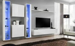 Anbauwand Wohnwand Wohnzimmer Schrankwand SWITCH XVI Hochglanz PVC PushClick Led