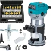 Anesty Oberfräse Trimmer 710W mit 15-tlg. Hartmetall Fräser Set, Kantenfräse