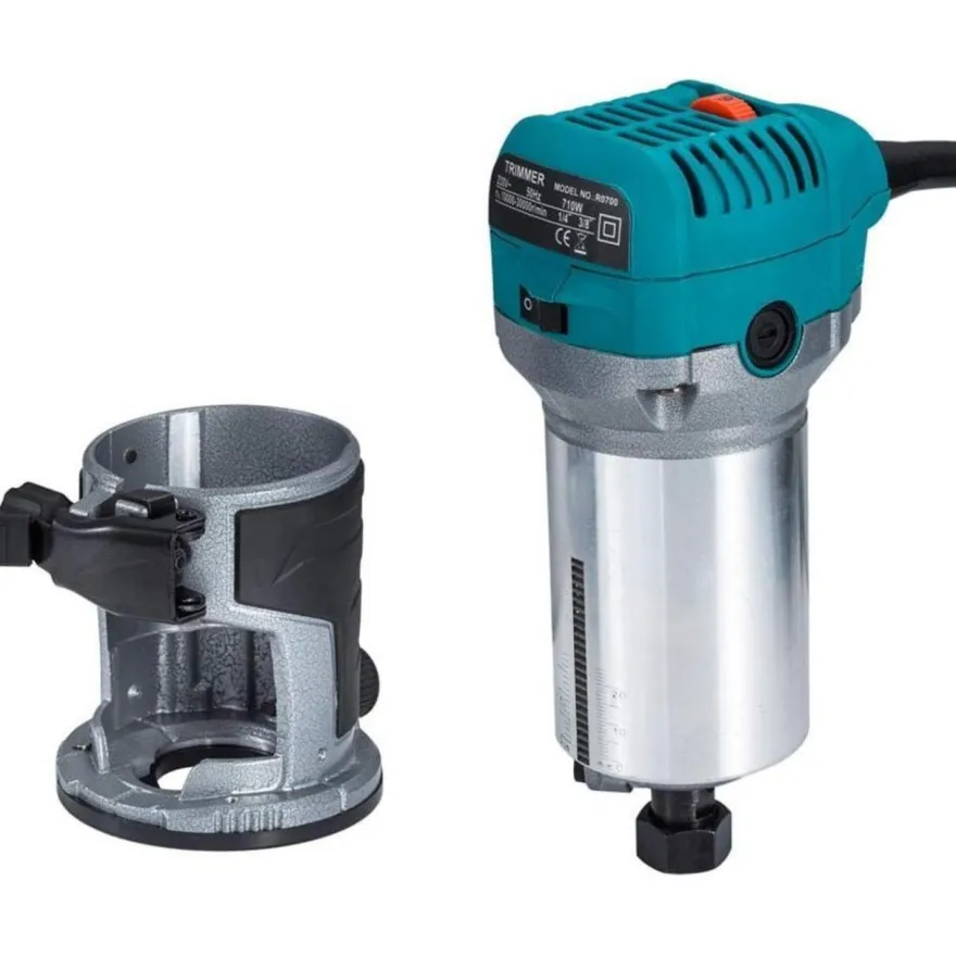 Anesty Oberfräse Trimmer 710W mit 15-tlg. Hartmetall Fräser Set, Kantenfräse